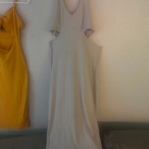 Divided White Pleated Sheath Dress